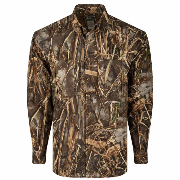 Drake Waterfowl EST Vented Camo Wingshooter's Shirt Front Image in Realtree Max 7