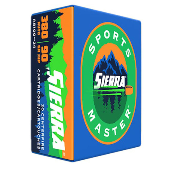 Sierra Bullets 380 ACP 90 Grain 990 FPS Jacketed Hollow Point Sports Master Pistol Ammunition Box Image