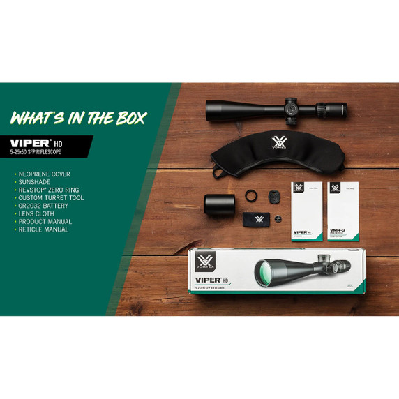 Vortex Viper HD 5-25x50 Rifle Scope What's Included Image