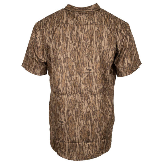 Fast Strike Short Sleeve Ripstop Button-Down Shirt, Mossy Oak New Bottomland Back Image