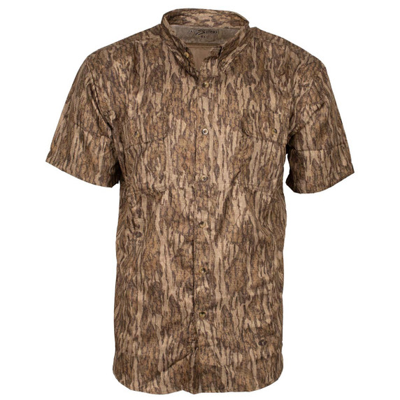 Fast Strike Short Sleeve Ripstop Button-Down Shirt, Mossy Oak New Bottomland Front Image
