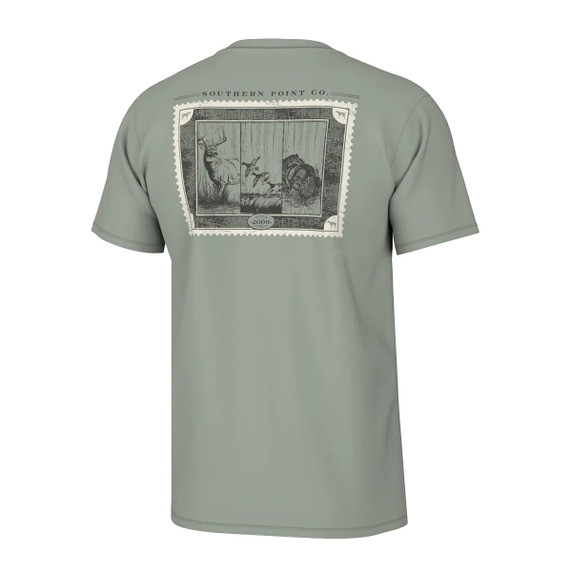 Southern Point Co. Wild Life Stamp Short Sleeve Tee Back Image in Sea Spray