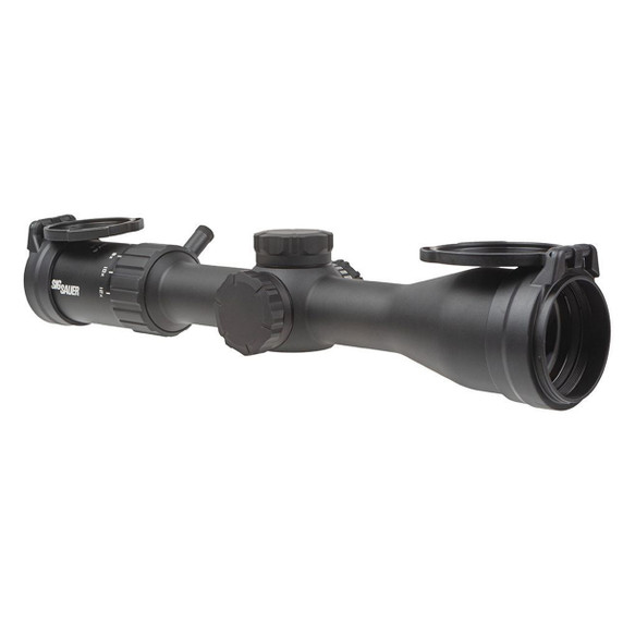 Sig Sauer Whiskey4 3-12x44mm Low Profile Non-Illuminated Quadplex Rifle Scope Front Angled Image