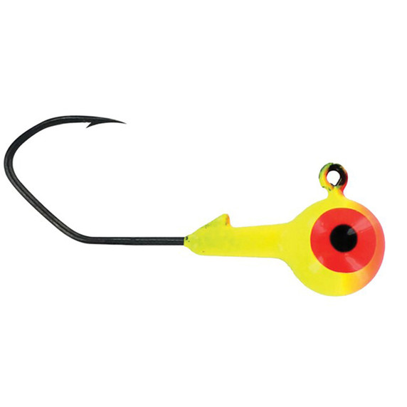 Big Bite Baits Double Dot 2 Color Sickle Hook Round Ball Jighead - Orange Chartreuse