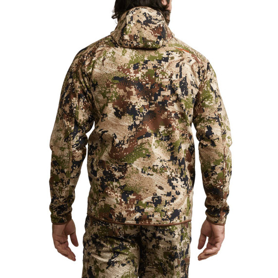 Sitka Alpha Fleece Hooded Jacket Back Image.