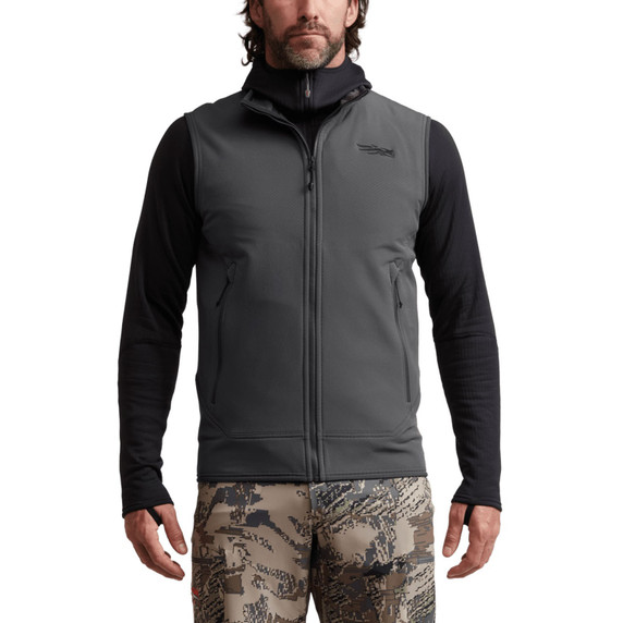 Sitka Alpha Fleece Vest Model Image in Iron Grey