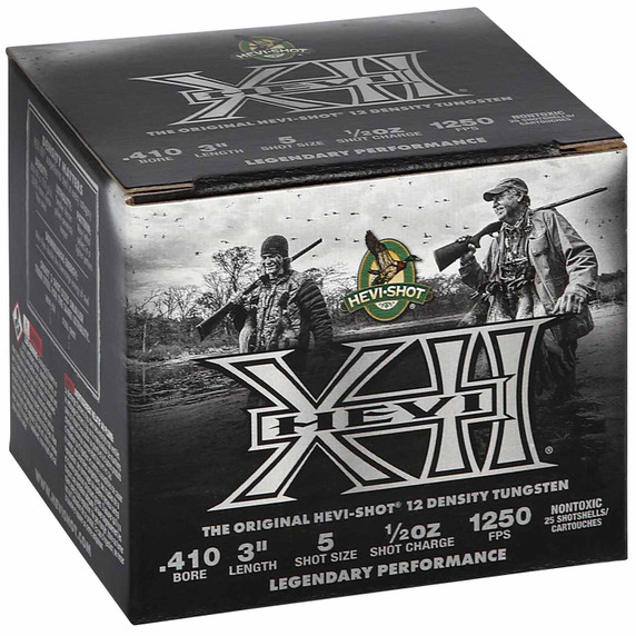 HeviShot HEVI-XII .410 Bore 3" 1/2oz 1250FPS Tungsten Waterfowl Shotshells Product Box Image
