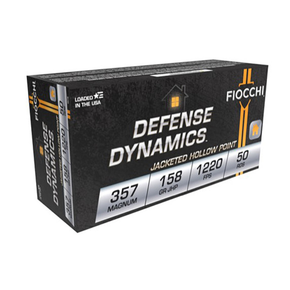 Fiocchi 357 Magnum 158 Grain 1220FPS Jacketed Hollow Point Product Box Image