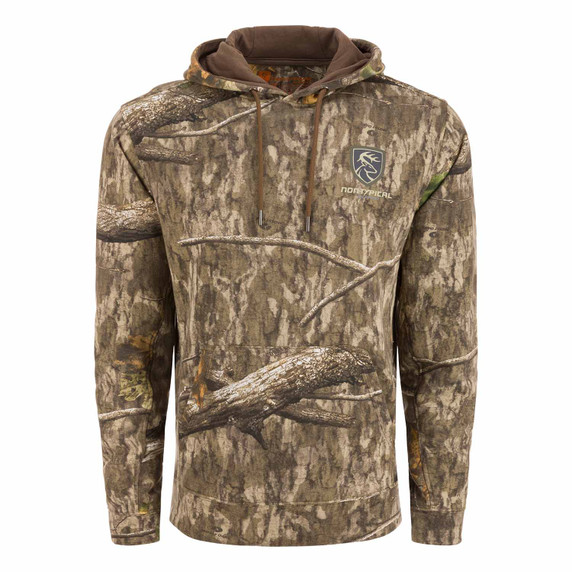 Drake Waterfowl Non-Typical Three-End Camo Hoodie Front Image in Mossy Oak Country Roots