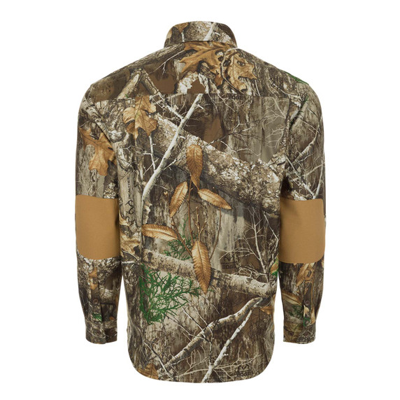 Drake Non-Typical MST Microfleece Softshell Long Sleeve Crew Neck Back of Shirt - Realtree Edge