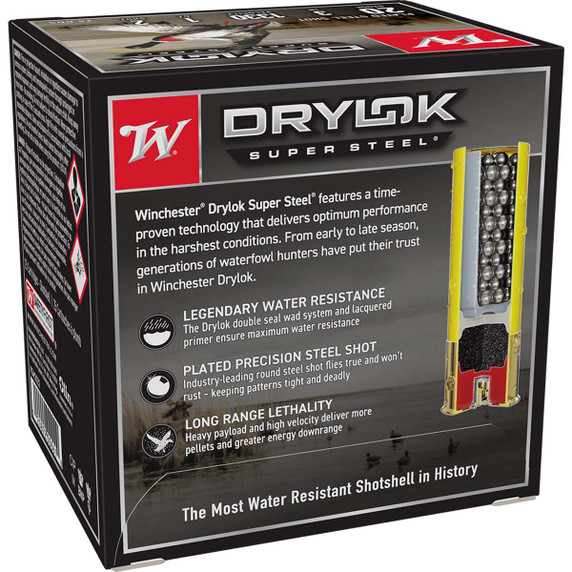 Winchester 20 Gauge 3" 1oz 1330FPS Drylok Super Steel Plated Precision Steel Shot Waterfowl Loads Box Image