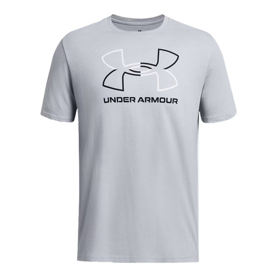 Under Armour Foundation Short Sleeve T-Shirt Front Image in Mod Gray Medium Heather-White
