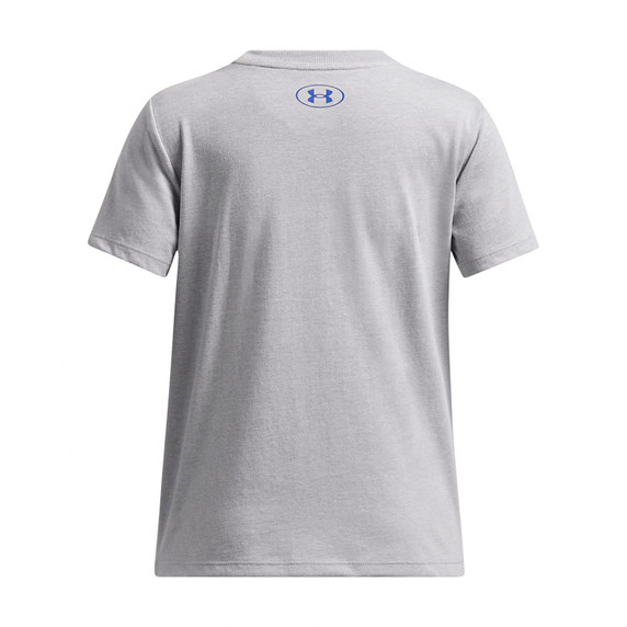 Under Armour Girls' Freedom Foil Short Sleeve - Mod Gray Light Heather-Royal - Back