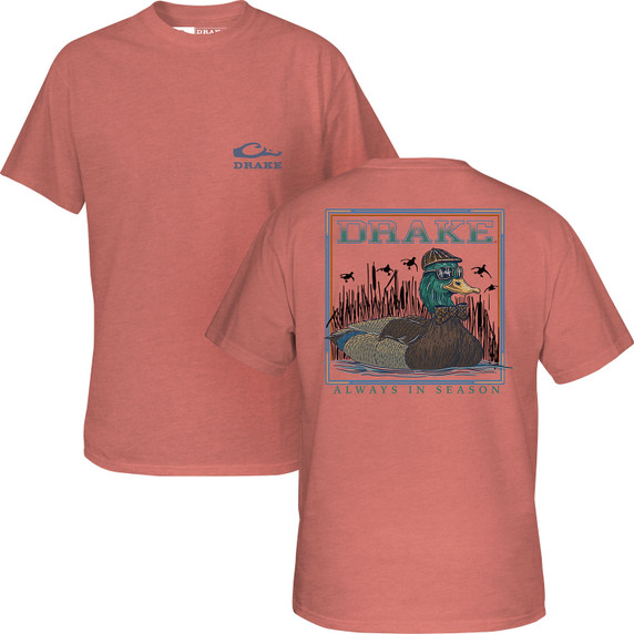 Image of the Drake Youth Mallard Bow Tie T-Shirt in Peach Echo Light Heather