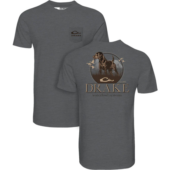 Image of Drake Waterfowl Standing Black Lab T-Shirt in Graphite Heather