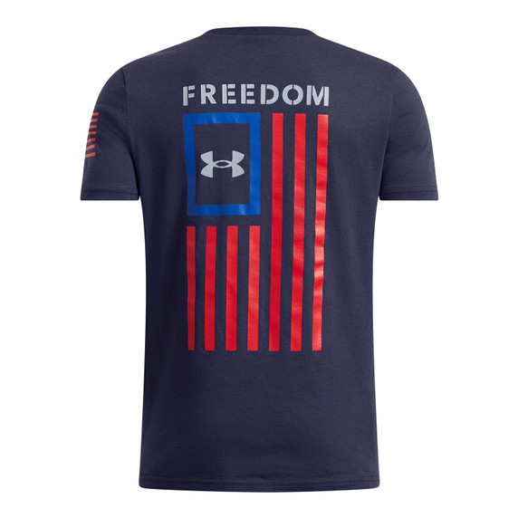 Under Armour Boys' Freedom Chest Flag Short Sleeve - Midnight Navy-Team Royal - Back