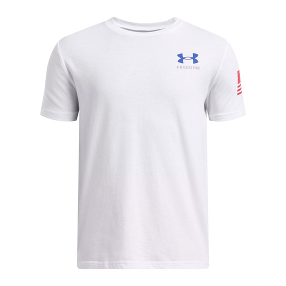Under Armour Boys' Freedom Chest Flag Short Sleeve - White-Red - Front