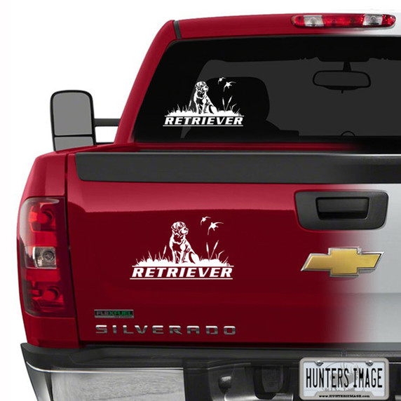 Hunters Image Retriever Waterfowl Window Decal on Truck Image