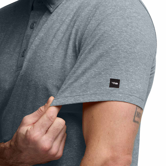 Sitka Essential Short-Sleeve Polo Details Image in Bluestone Heather