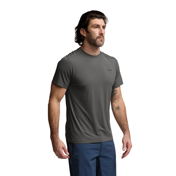 Sitka Radiant Short-Sleeve Crew Front Model Image in Shadow