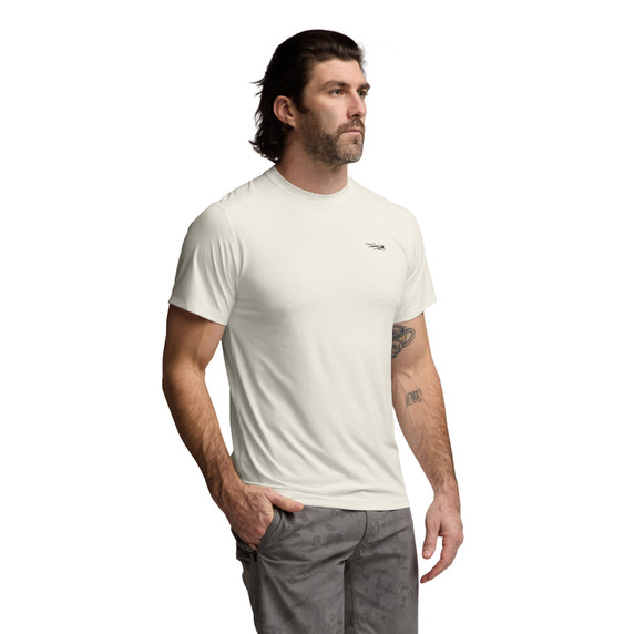 Sitka Radiant Short-Sleeve Crew Front Model Image in Ivory