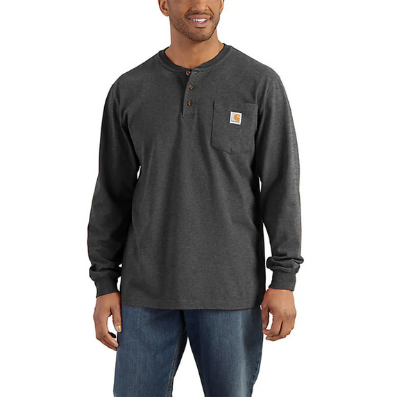 Carhartt Loose Fit Heavyweight Long Sleeve Pocket Henley image in Carbon Heather
