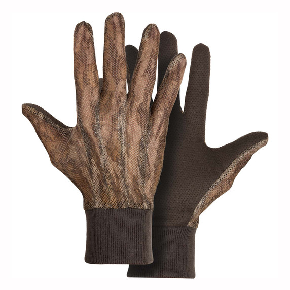 Drake Waterfowl Performance Mesh Turkey Gloves Image in Mossy Oak Bottomland
