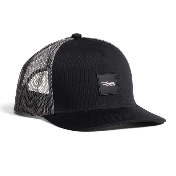 Sitka Rubber Patch Hi Pro Trucker Hat Image in Sitka Black