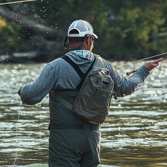 Simms Tributary Fishing Sling Pack Lifestyle Image
