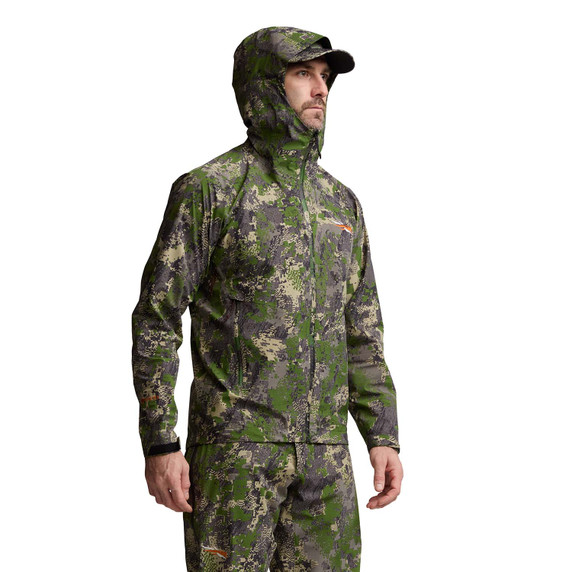Sitka Men's Dew Point Jacket Side Model Image.