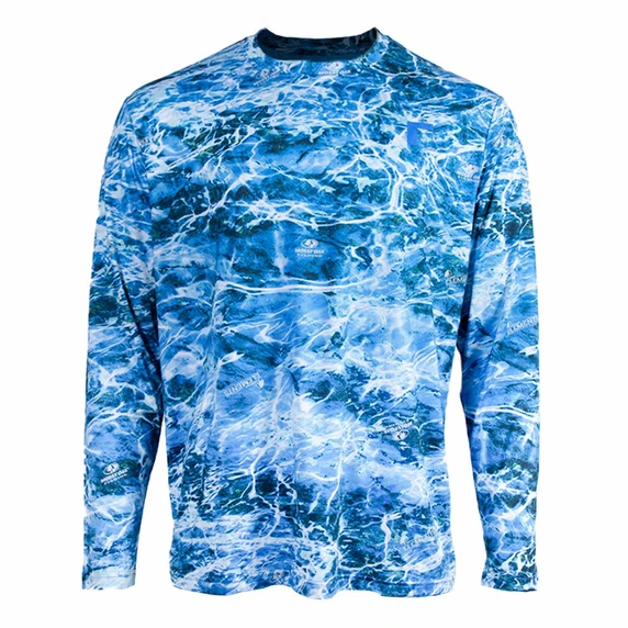 image of Rogers Elite Chill Long Sleeve Tee with Bug Protection in Mossy Oak Elements Agua Nautical.