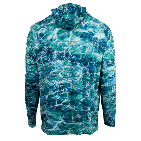 back image of Rogers Sporting Goods Elite Chill Hoodie+Bug Protection in Mossy Oak Elements Sea Foam.