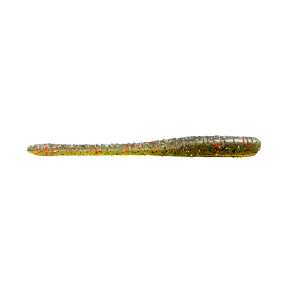 Great Lakes Finesse Drop Worm Image in Green Pumpkin Red Flake