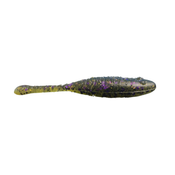 Great Lakes Finesse Flat Cat Soft Bait Image in Green Pumpkin Purple Flake