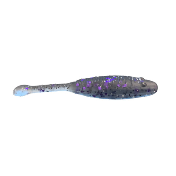 Great Lakes Finesse Flat Cat Soft Bait Image in Smoke Clear Purple Flake