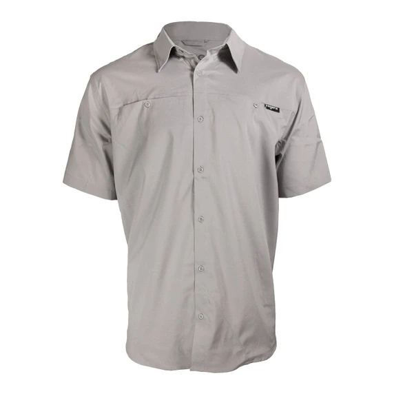 image of Rogers Sporting Goods Tough Guide Short Sleeve Button-Down Shirt with Bug Protection in Grey.