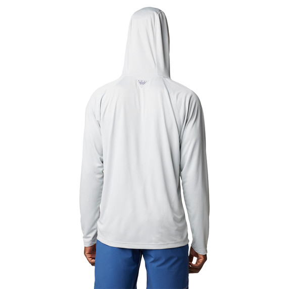 Columbia PFG Solar Stream Hoodie Back Image in Cool Grey
