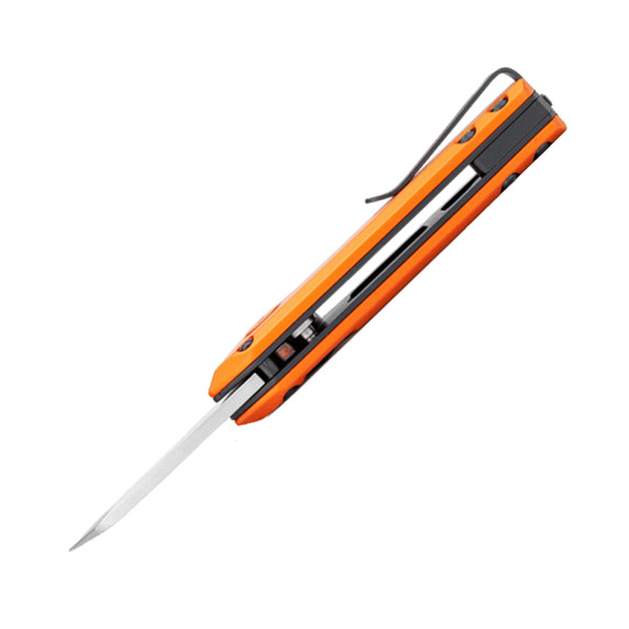 Buck Knives Mini Deploy Auto Knife Side Image in Orange