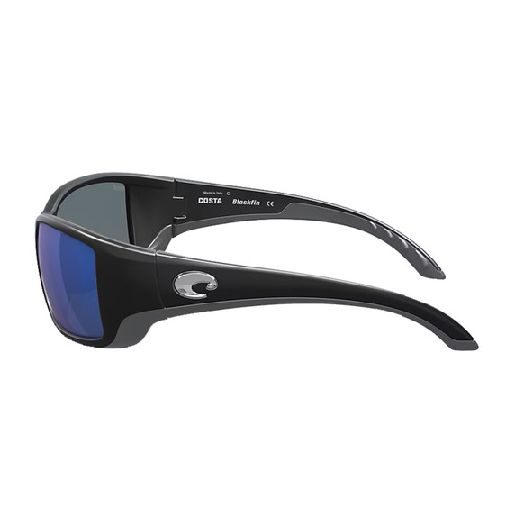 Costa Blackfin 580 Polycarbonate Polarized Sunglasses Image in Matte Black Blue Mirror Lens Side Image