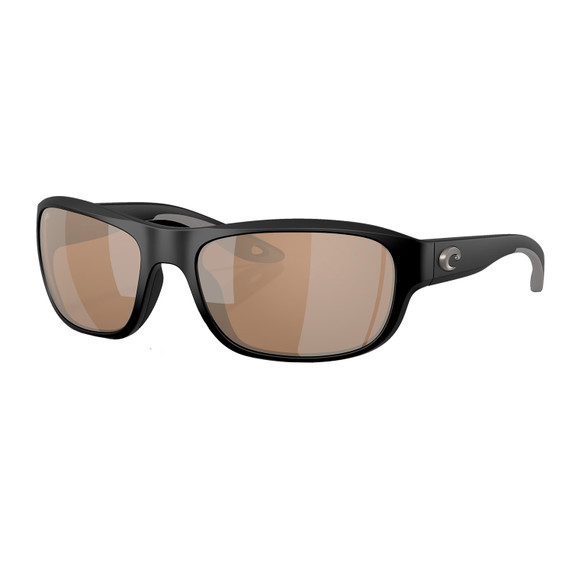 Costa Clipperton 580 Glass Polarized Sunglasses Image in Matte Black Copper Silver Mirror 580G