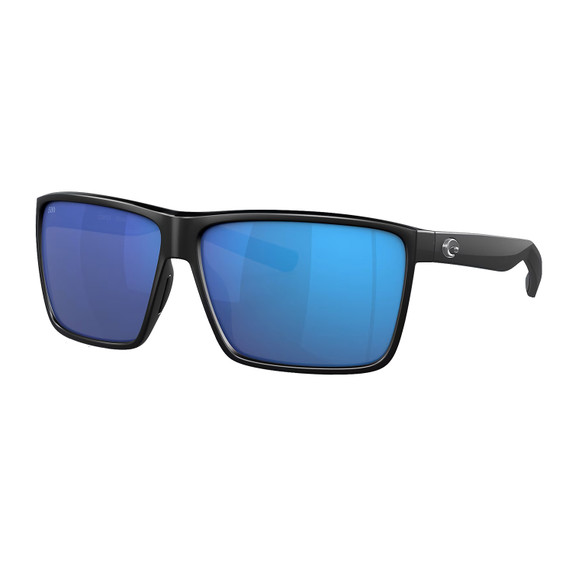 Costa Rincon 580 Glass Polarized Sunglasses Front Angled Image in Blue Mirror 580G Matte Black