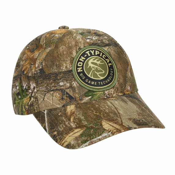 Drake Waterfowl Non-Typical Big Game Technology Patch Camo Twill Cap Image in Realtree Edge