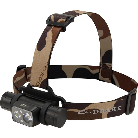 Drake Waterfowl EVO1500 Lumen Camo Headlamp Image in Old School
