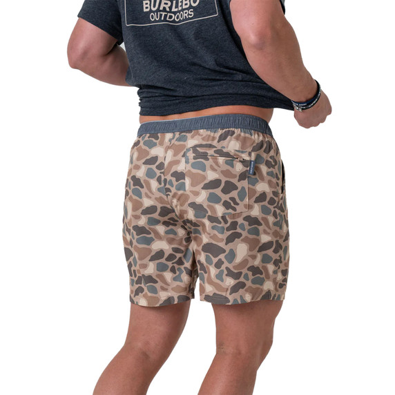 Burlebo 7" Athletic Shorts with Liner Back Image in Pintail Camo