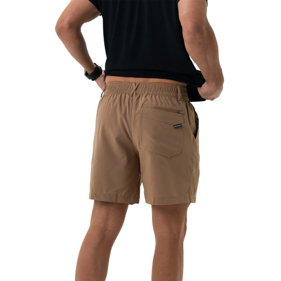 Burlebo Everyday Shorts Back Image in Desert Tan 
