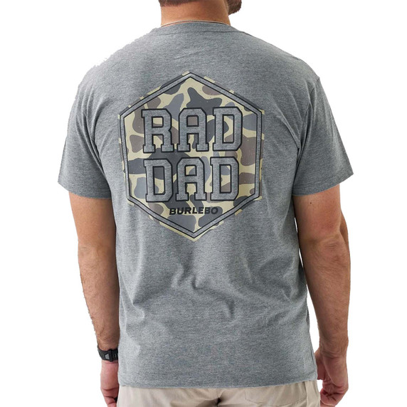 Burlebo Rad Dad Deer Camo Short Sleeve Shirt, Back in Dark Heather Grey