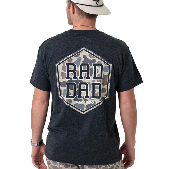Burlebo Rad Dad Deer Camo Short Sleeve Shirt, Back in Heather Black