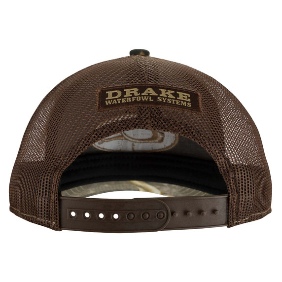 Drake Waterfowl Oval Patch Camo Mesh-Back Cap Back Image in Realtree Edge