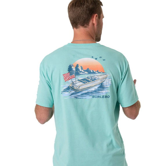 Burlebo Lake Weekend T-Shirt Back Image in Island Reef