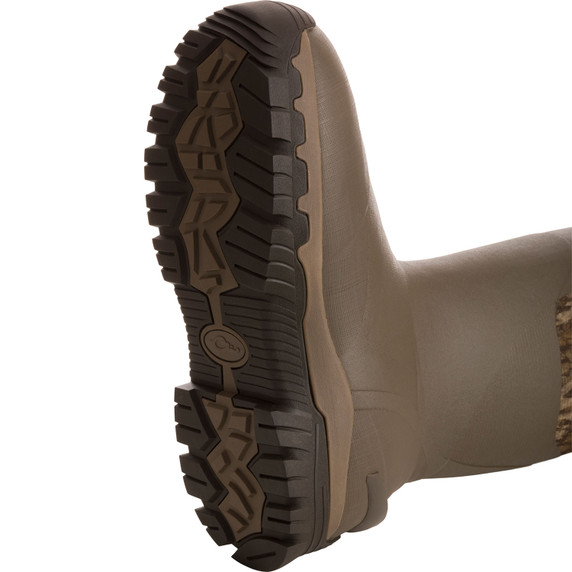 Drake Waterfowl BMF1600 17" Insulated Rubber Boots Sole Image in Mossy Oak Bottomland